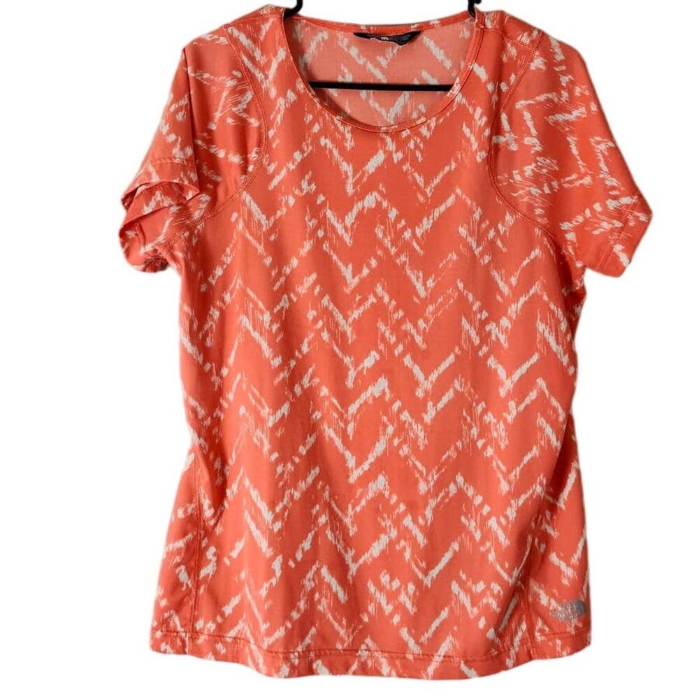 The North Face T-Shirt Orange White Chevron‎ Short Sleeve Pullover Top XL